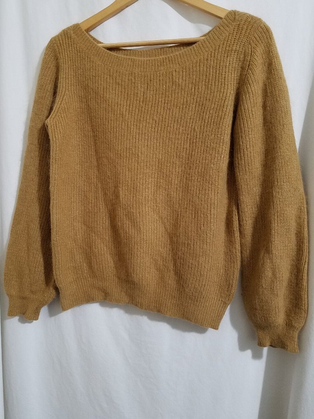 Te chichi Mustard Angora Blend Boat Neck Sweater | Size Medium - Pre-Owned